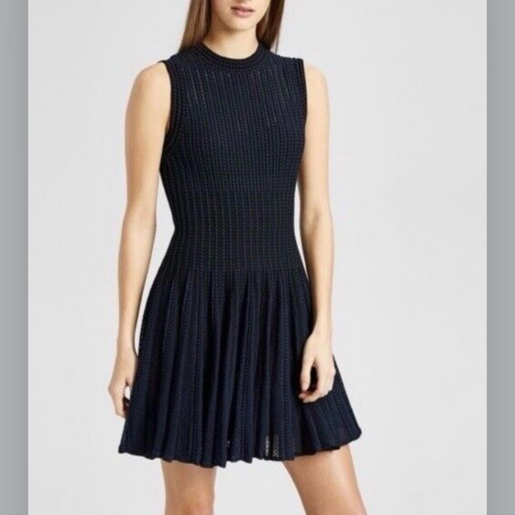 Theory Sleeveless Knit Fit & Flare Navy